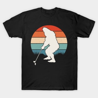 Retro Bigfoot Playing Golf T-Shirt